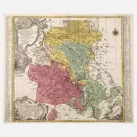 Matthäus Seutter, Kupferstichkarte Nordsachsen, Kupferstich auf Bütten