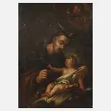 Josef mit dem Jesuskind, Barock, Öl auf Leinwand und Keilrahmen