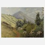 Ludwig von Andok, Blühende Berglandschaft, Öl auf Leinwand