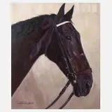 Hellmut Bachara-Barée, Hengstportrait, Öl auf Malkarton