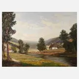 Richard Falkenberg, "Dorf im Wiesengrund", Öl auf Leinwand