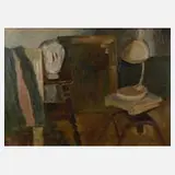 Lothar Gemmel, Atelierinterieur, 1977, Öl auf Leinwand
