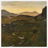 Anton Leidl, "Abend in Kärnten", 1938, Öl auf Leinwand und Keilrahmen