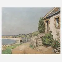 Französische Küstenlandschaft by Pierre Emile Lelong, Öl auf Malplatte, offered Dec 2019