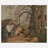 Sepp Linder, Dorfstraße, 1942, Öl auf Leinwand