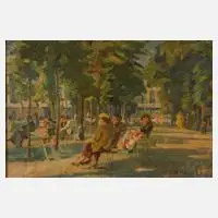 Heinrich Rode, Rast im Park, Öl auf Leinwand