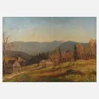Fr. Schier, romantische Landschaft, Öl auf Leinwand