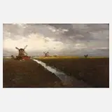 Konstantin Stoitzner, Norddeutsche Landschaft, Öl auf Pappe
