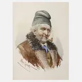 Napoleone Girotto, Herrenbildnis, Aquarell
