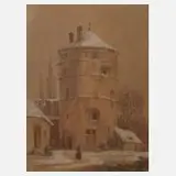 Theodor Verhas, Mittelalterlicher Turm, Aquarell