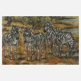 Fritz von Heider, Zebras, Pastellkreiden