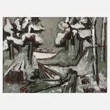 Oscar Kehr-Steiner, Winterwald, Gouache auf Papier