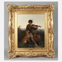 Ludwig Knaus, Musizierender Knabe, Öl auf Leinwand