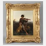 Ludwig Knaus, Musizierender Knabe, Öl auf Leinwand