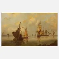 Abraham Hulk I, Segelschiffe auf stiller See, Öl auf Holz