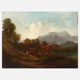 Max Joseph Wagenbauer, Rinderherde am Abend, Öl auf Leinwand