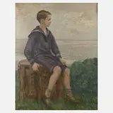 C. Hahn, Sitzender Junge, 1919, Öl auf Leinwand