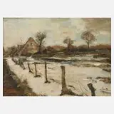 Seiz, Winterlandschaft, 1959, Öl auf Sperrholz