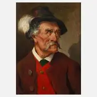 A. Zimmermann, Portrait eines Mannes in Tracht, Öl auf Sperrholz