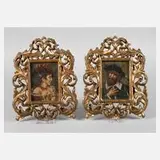 G. Duprée, zwei Portraits im Barockstil, Öl auf Karton