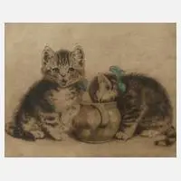 Meta Plückebaum, "Naschkatzen", aquarellierte