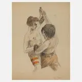 Erich Probst, Der Messerkampf, 1885, Aquarell über Graphit