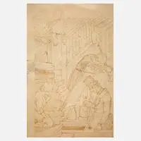 Das Versteck by Gustav Süs, Zeichnung in Sepia auf Papier, offered Jun 2020