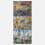 Heidecker, Drei figurative Abstraktionen, Mischtechniken auf Papier
