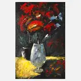 Willy Becker, Blumenstillleben, Öl auf Platte