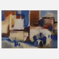 Gottfried Körner, Landschaft mit Architektur, 1994, Aquarell und Deckweiß