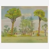 Fritz Tröger, Frühlingslandschaft, 1950, aquarellierte