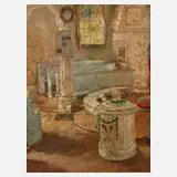 Otto Rudolf Hessler, Kircheninterieur, Öl auf Malpappe