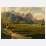 Fritz Lendner, Sommertag im Alpenvorland, Öl auf Leinwand