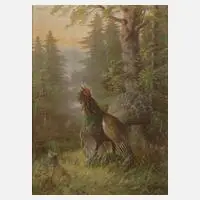 Max Nordt, Auerhahn, Öl auf Hartfaserplatte