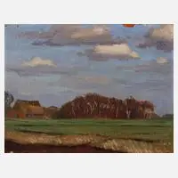 Fritz Overbeck, Moorlandschaft mit Kate, Öl auf Pappe und auf Sperrholz kaschiert