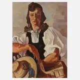 Prof. Ivo Saliger, Bauersfrau, Öl auf Hartfaserplatte