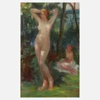 Willibald Winck, dem Bade, Öl auf Sperrholz