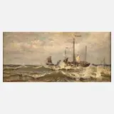Auf hoher See, Prof. Eugen Kampf attr., Öl auf Holztafel