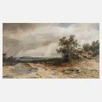 Anton Altmann, Landschaft mit Regenbogen, Aquarell mit Weißhöhung
