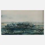 Jolly Bergsma, Das Wäldchen, Aquarell und Graphit