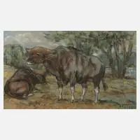 Paar Rinder by Fritz von Heider, Pastellkreiden, offered Jun 2020