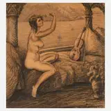 Walther Gasch, Am See, 1927, Kohle und Farbstifte auf leichtem Karton