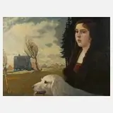 Hanns Herzing, Brünhild mit Hund, 1933, ÖL