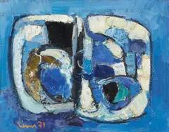 Carl Walter Liner, Komposition, 1971, Öl auf Holz