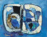 Carl Walter Liner, Komposition, 1971, Öl auf Holz