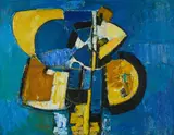 Carl Walter Liner, Composition blau/gelb, 1978, Öl auf Leinwand