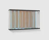 Ohne Titel (Lichtharfe) by Adolf Luther, 1974, 8 semitransparente Spiegelstreifen vor Spiegel in Objektkasten, sold Jun 2025
