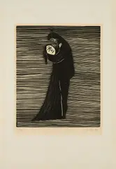 Schmerzliches Liebespaar by Gerhard Marcks, 1957, Holzschnitt auf Japan, sold Jun 2025