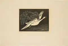 Adler und Schwan by Gerhard Marcks, 1961, Holzschnitt auf Japan, sold Jun 2025