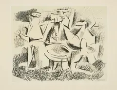 Willi Baumeister, Figurenmauer, 1946, Lithografie mit Tonplatte auf Velin